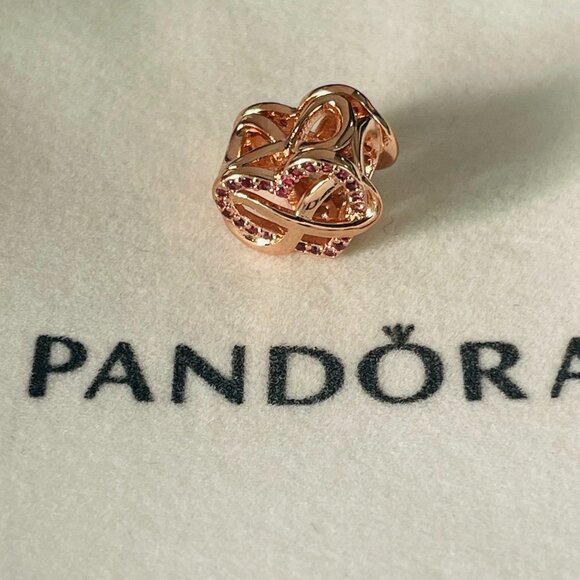 Pandora Family Infinity Pink Heart Dangle Charm Pendant, S925 Sterling Silver - Picture 4 of 4